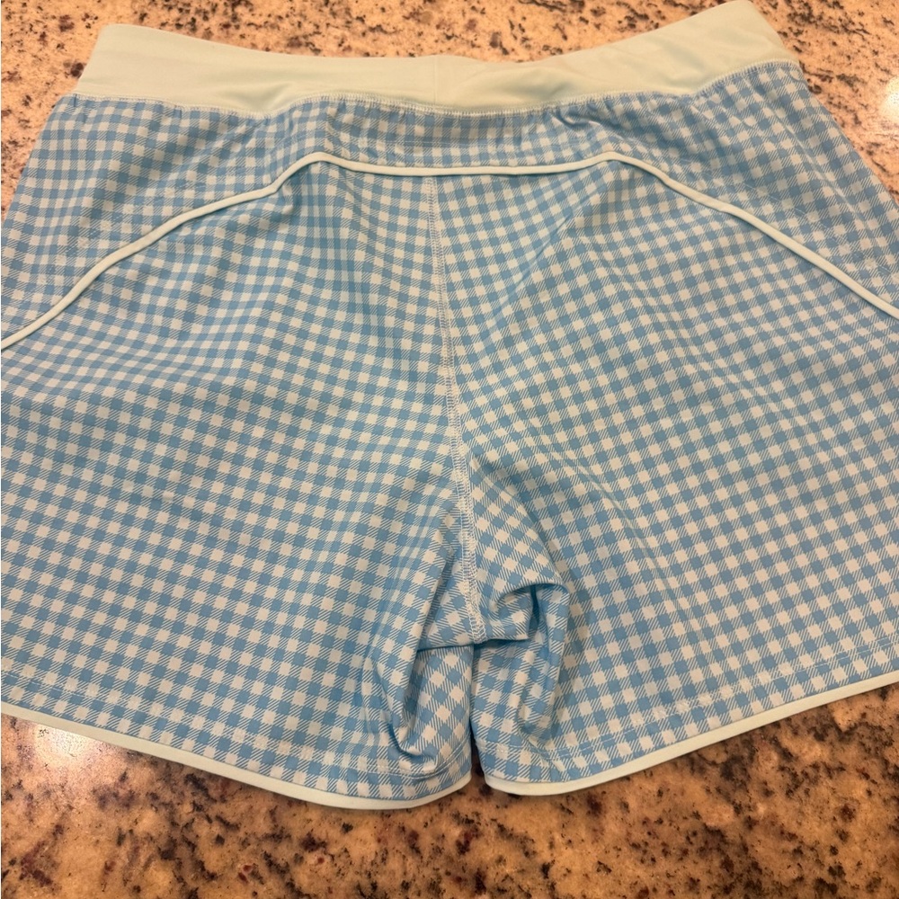 Lands' End Light Blue Gingham Athletic Swim Shorts - Picture 2 of 9